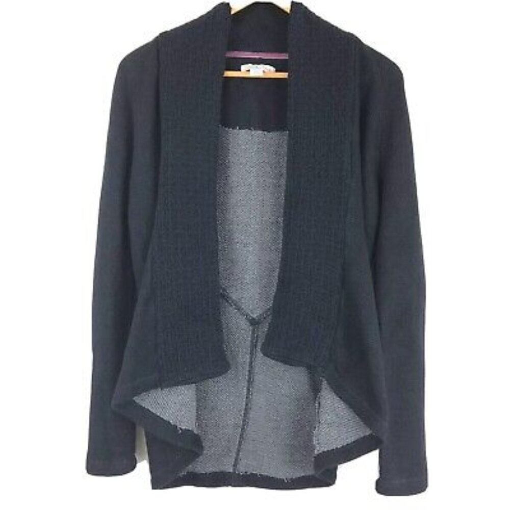Coldwater Creek Womens Cardigan Sweater Open Front Navy Blue Draped Size M